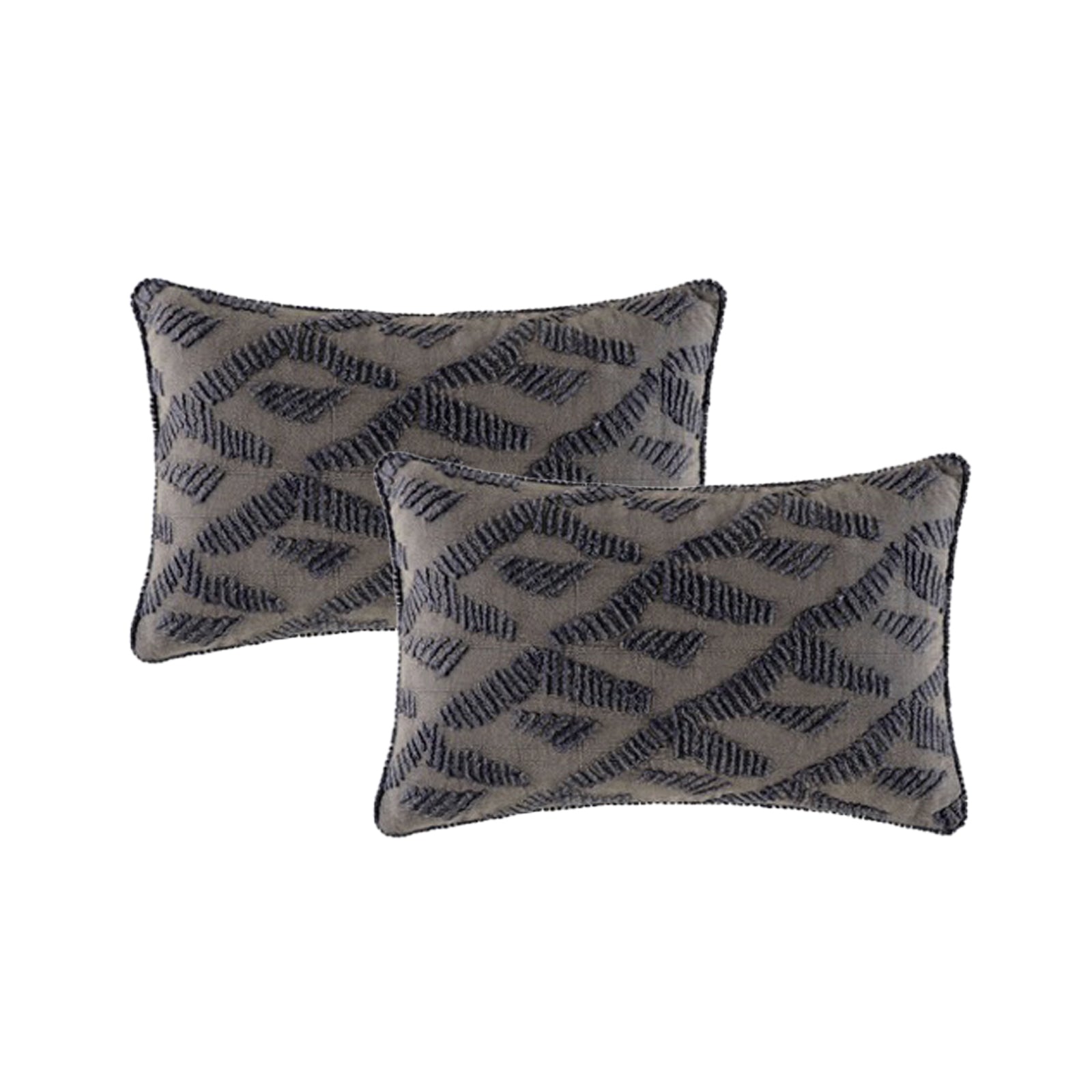 Lulu Grey Twin Pack Cotton Embroidered Cushion Polyester Filled by Cloud Line - STripleB