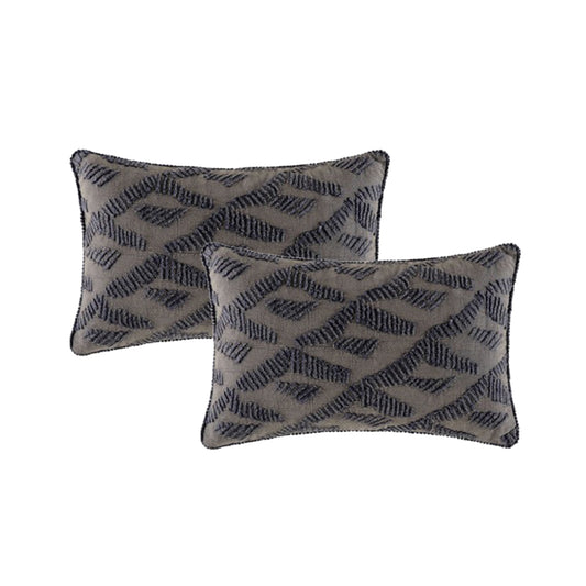 Lulu Grey Twin Pack Cotton Embroidered Cushion Polyester Filled by Cloud Line - STripleB