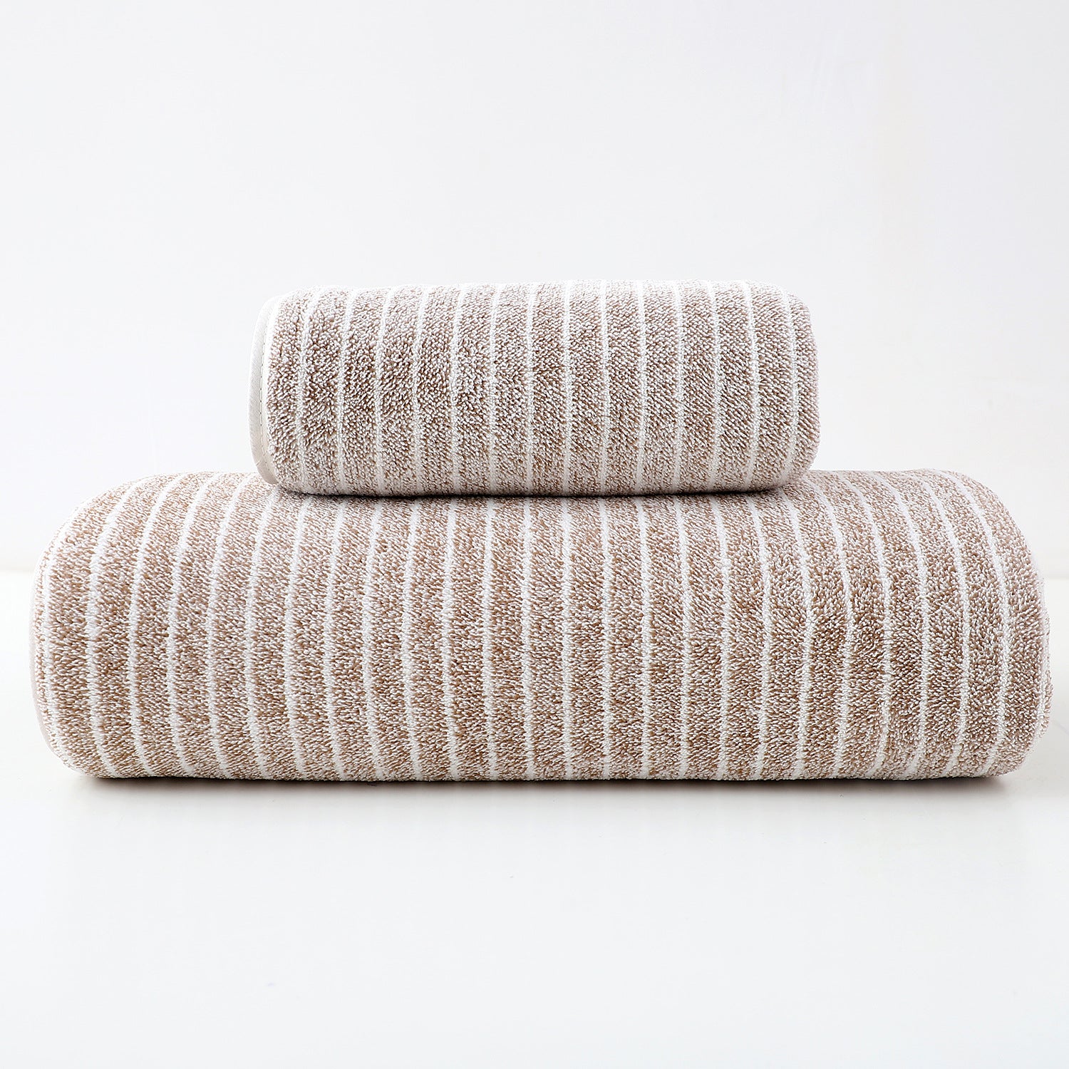 Luxury Cotton Striped Towel Set - 6 Piece Set - Brown - STripleB