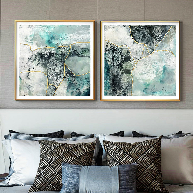 Marbled Green 2 Sets Gold Frame Canvas - 70cmx70cm - STripleB