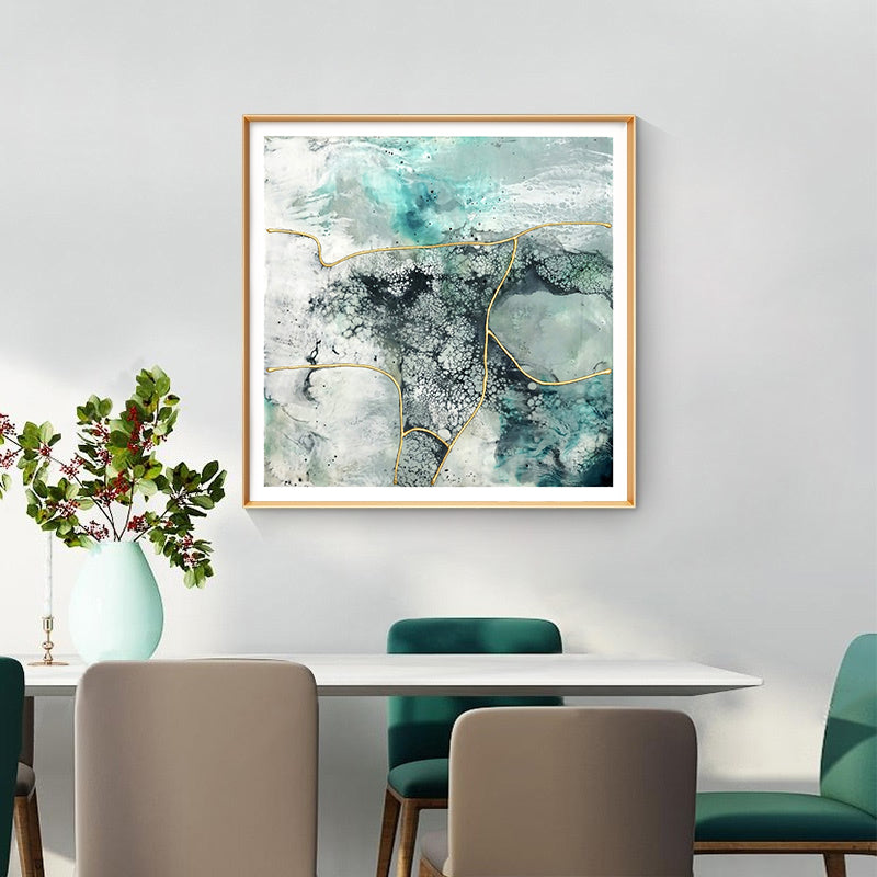 Marbled Green 2 Sets Gold Frame Canvas - 70cmx70cm - STripleB