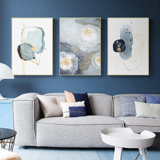 Marbled Light Grey 3 Sets Gold Frame Canvas- 40cmx60cm - STripleB