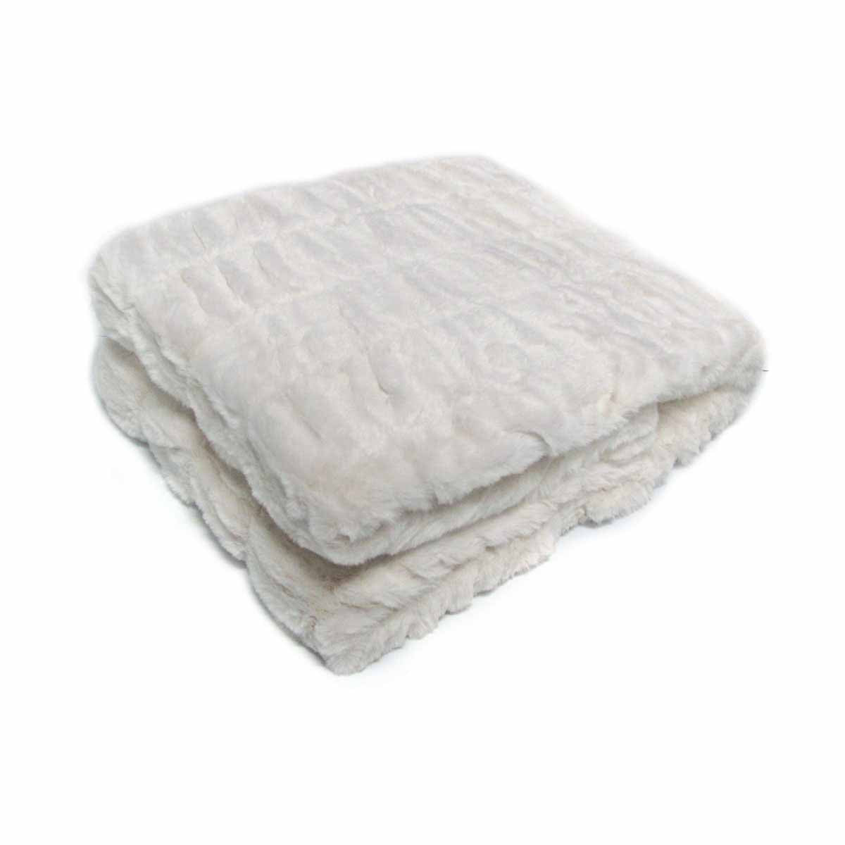 Meadow Soft Faux Fur Throw Rug 127 x 152 cm Off - White - STripleB