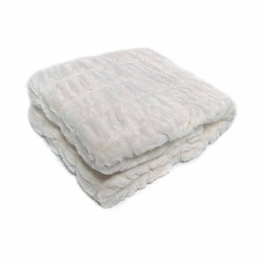 Meadow Soft Faux Fur Throw Rug 127 x 152 cm Off - White - STripleB