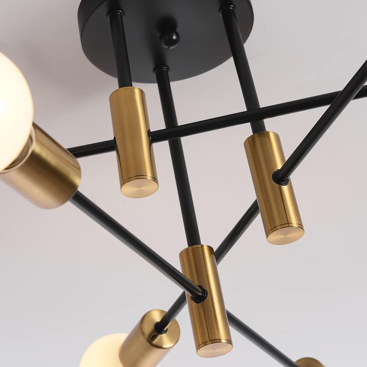 Mid Century Chandelier Modern, 6-Light , Black & Gold - STripleB 