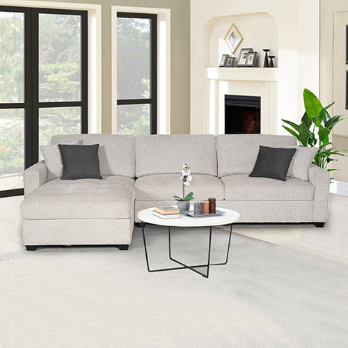 Milano Corner Sofa Chaise Polyester Fabric Multilayer Two Pillows Attached Individual Pocket Spring - STripleB