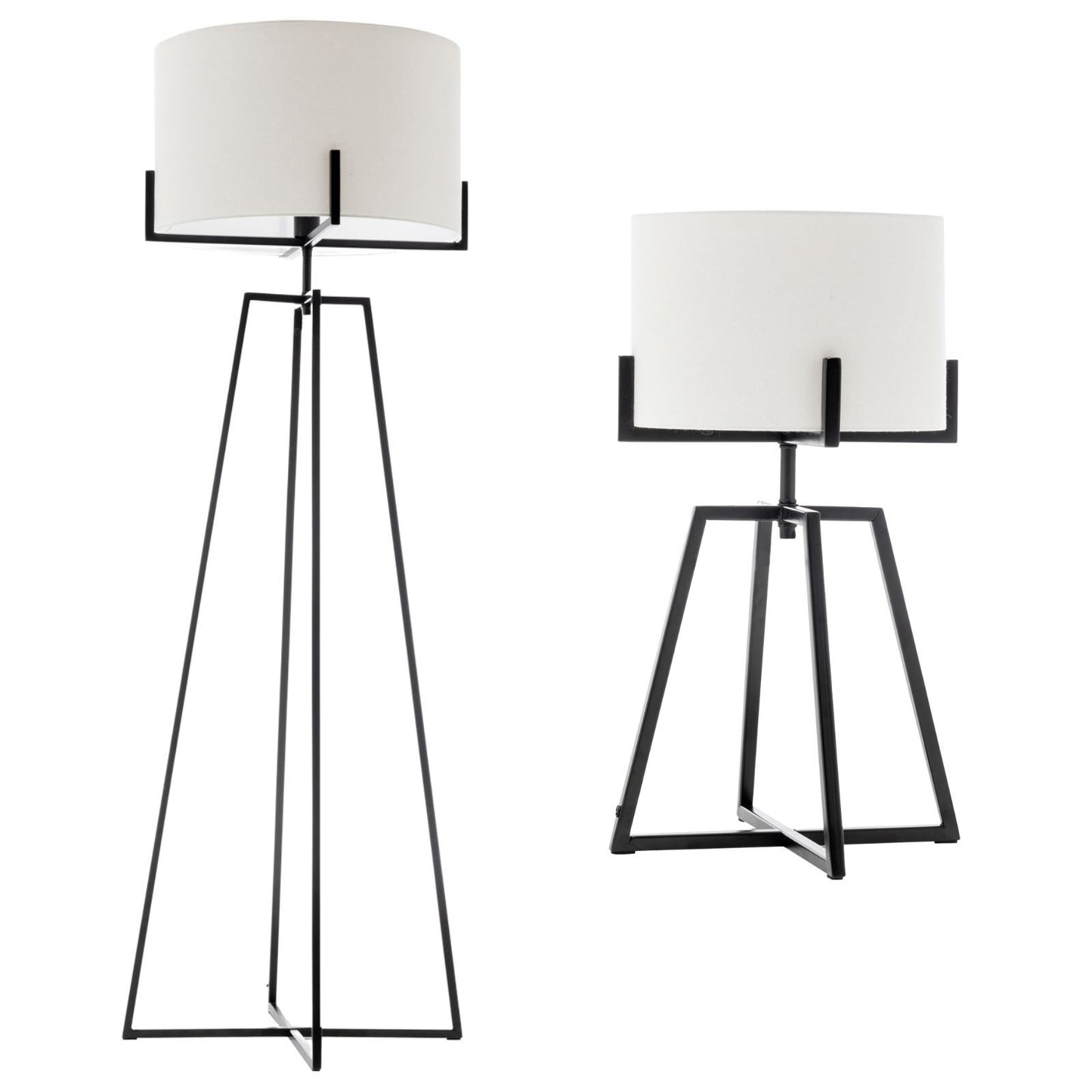 Modern Dimmable Floor Lamp + Table Desk Lamp w/ Linen Shade Scandi - Matte Black - STripleB 