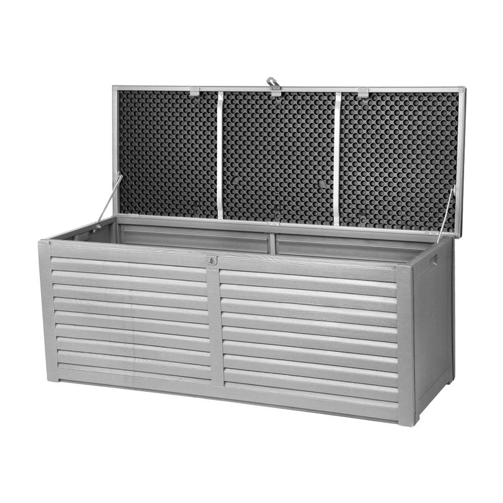 Outdoor Storage Box 390L Container - Grey / Black - STripleB 