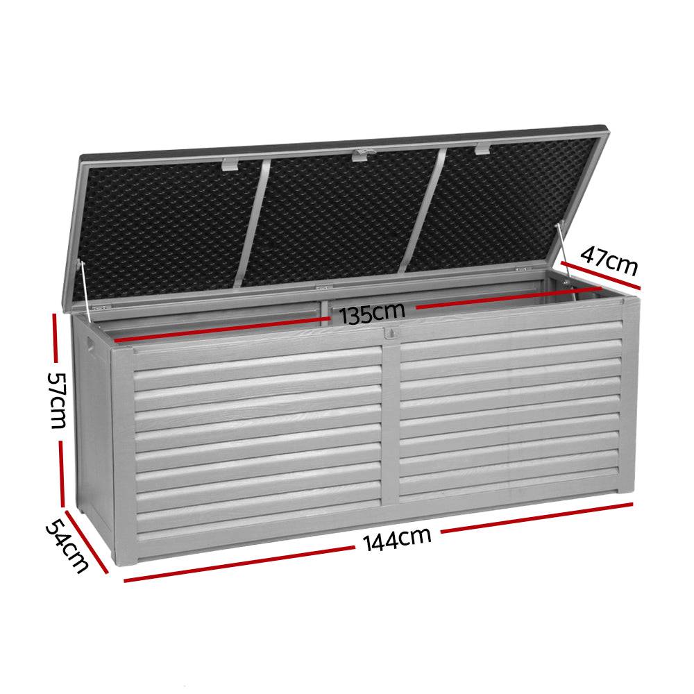 Outdoor Storage Box 390L Container - Grey / Black - STripleB 