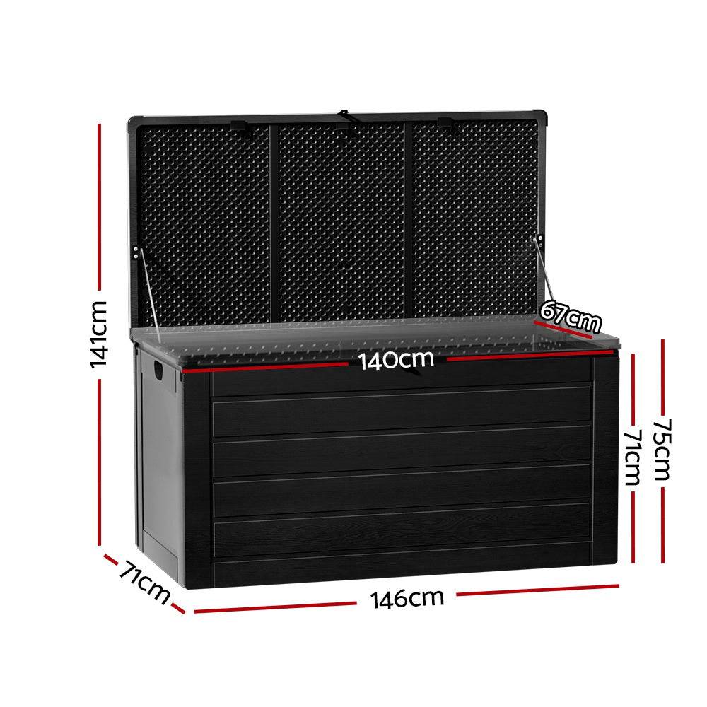 Outdoor Storage Box 680L Container - Black - STripleB 