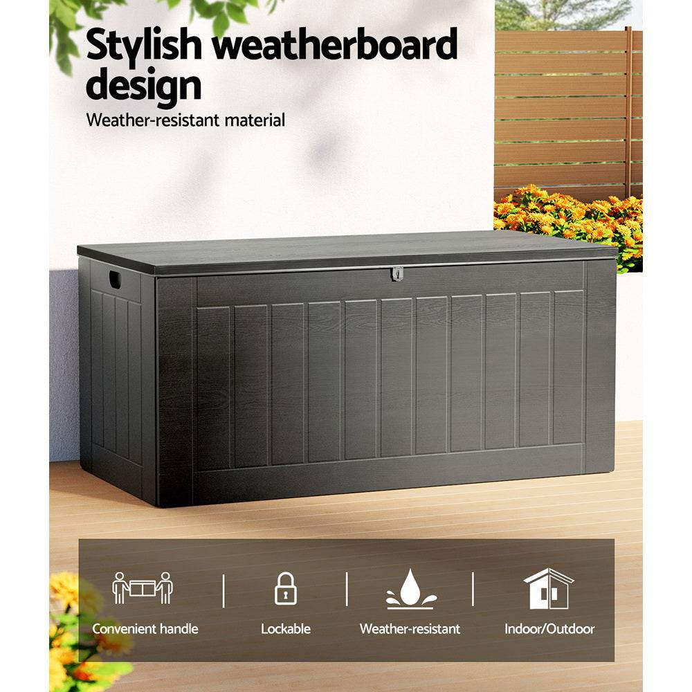 Outdoor Storage Box 830L Container - Black - STripleB 