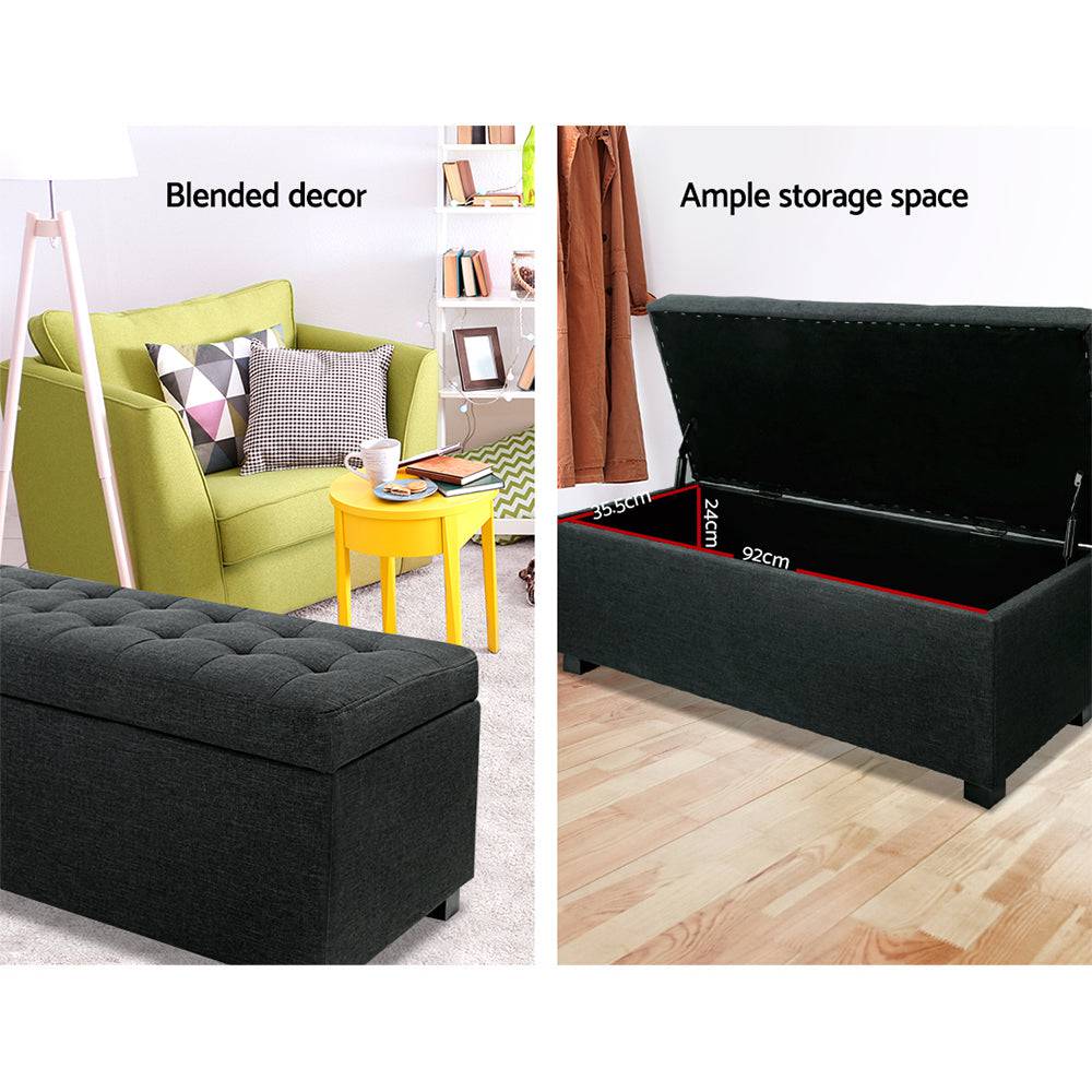 Artiss Storage Ottoman - Charcoal - STripleB 