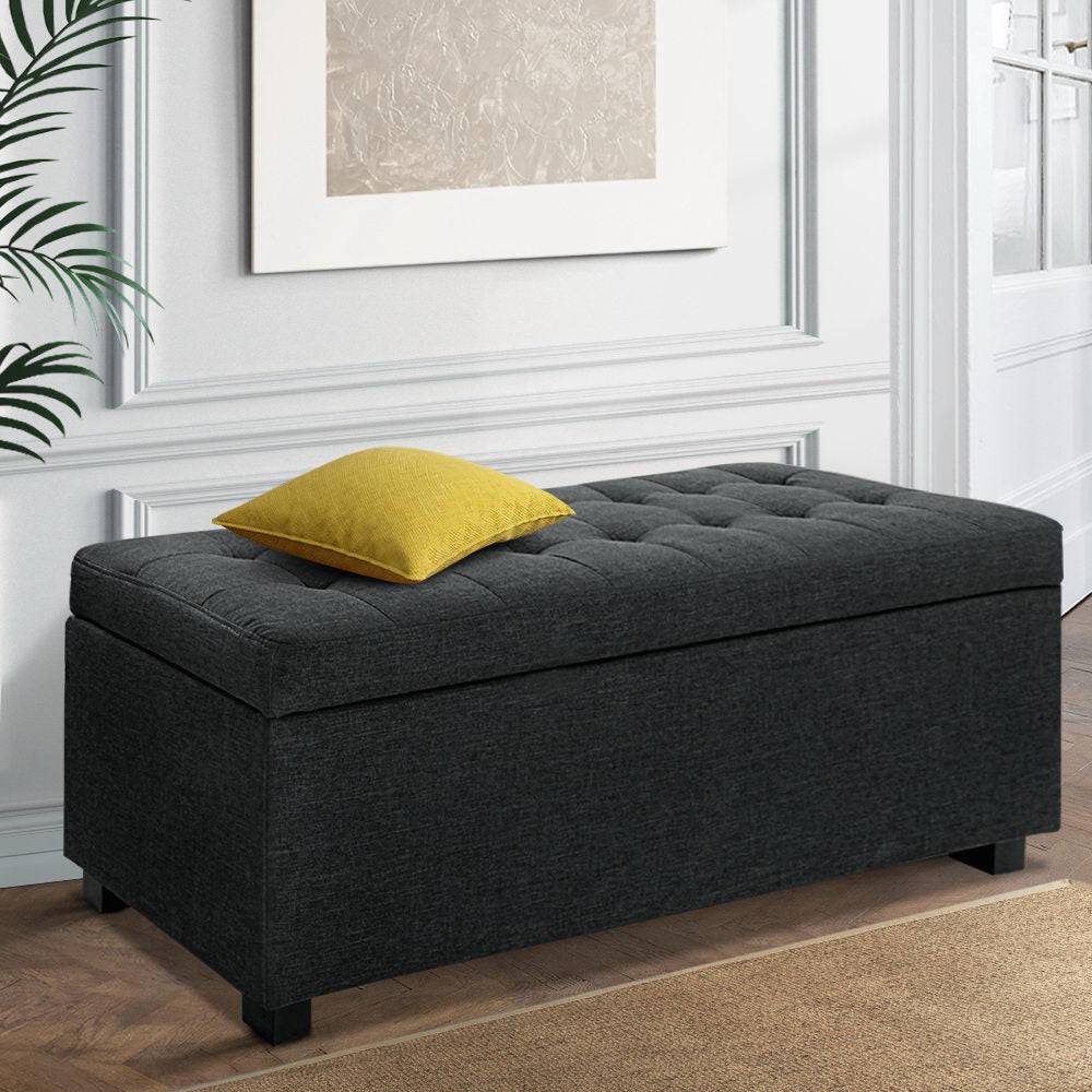 Artiss Storage Ottoman - Charcoal - STripleB 