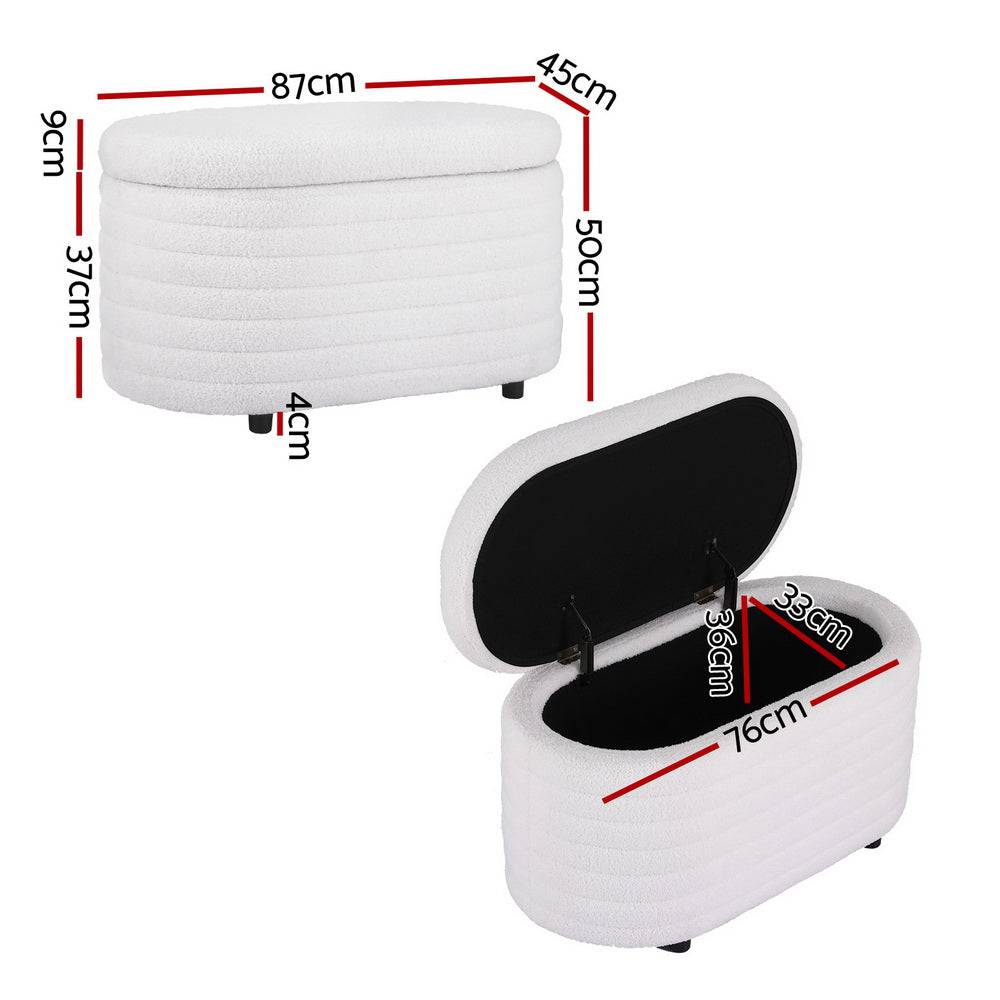 Artiss Storage Ottoman - Boucle Fabric Oval - STripleB 