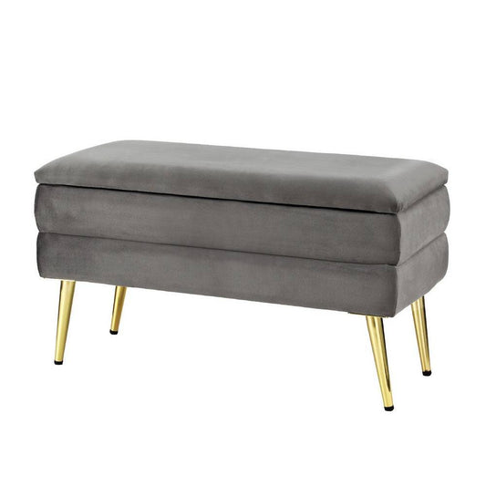 Artiss Ottoman Storage Foot Stool - Velvet Grey - STripleB 