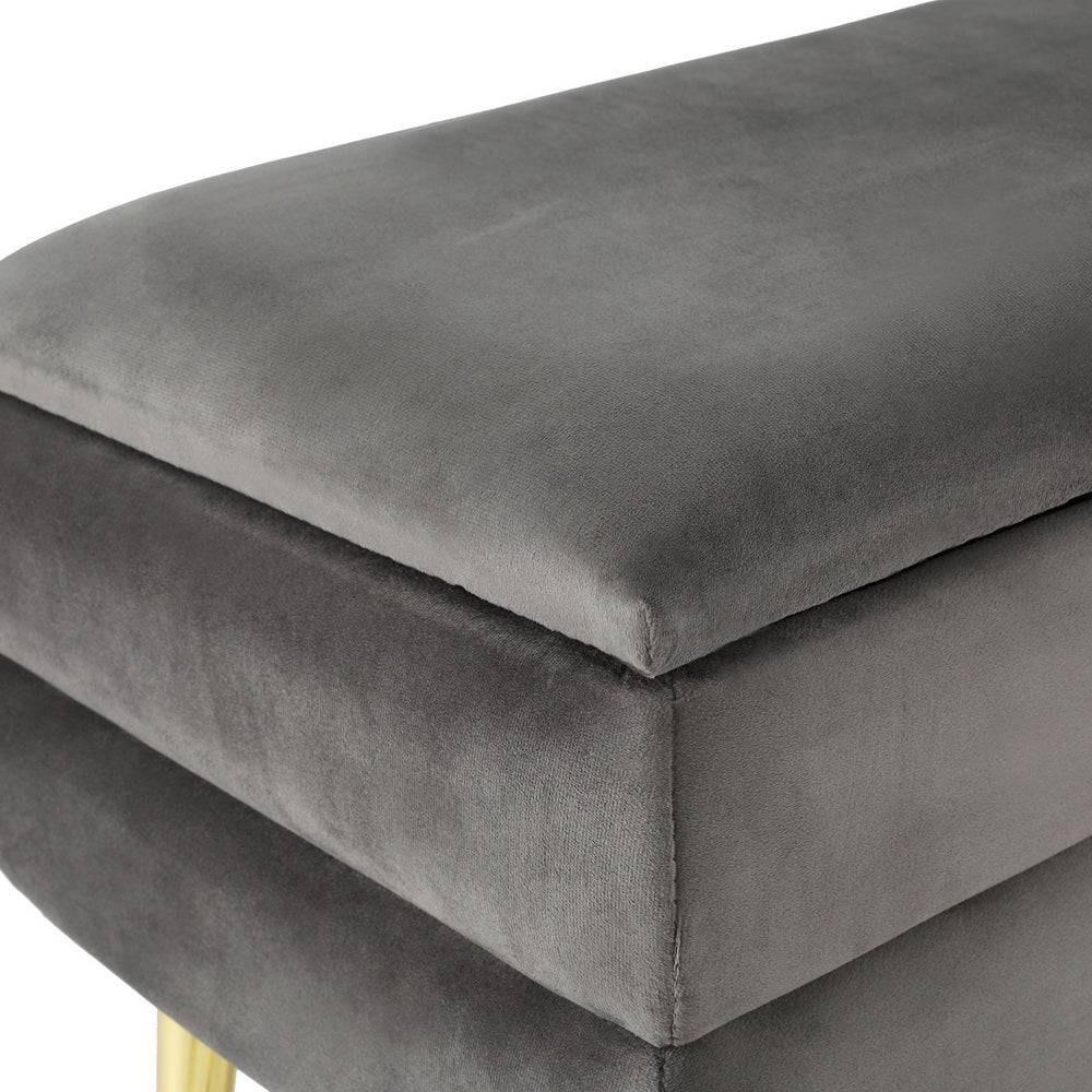 Artiss Ottoman Storage Foot Stool - Velvet Grey - STripleB 