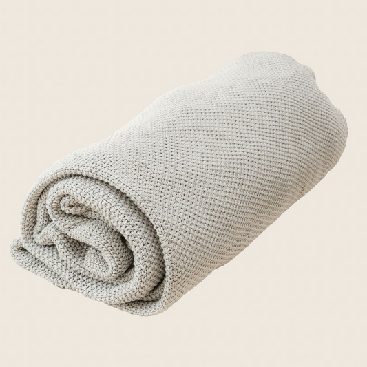 Organic Cotton Knitted Throw Blanket -180 x 230 cm - STripleB