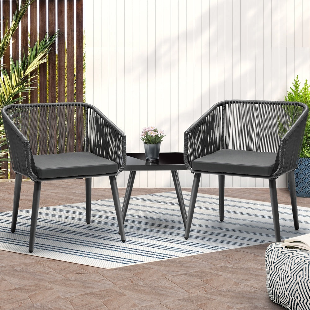 Outdoor Furniture Set with Chairs and Side Table 3pcs - STripleB