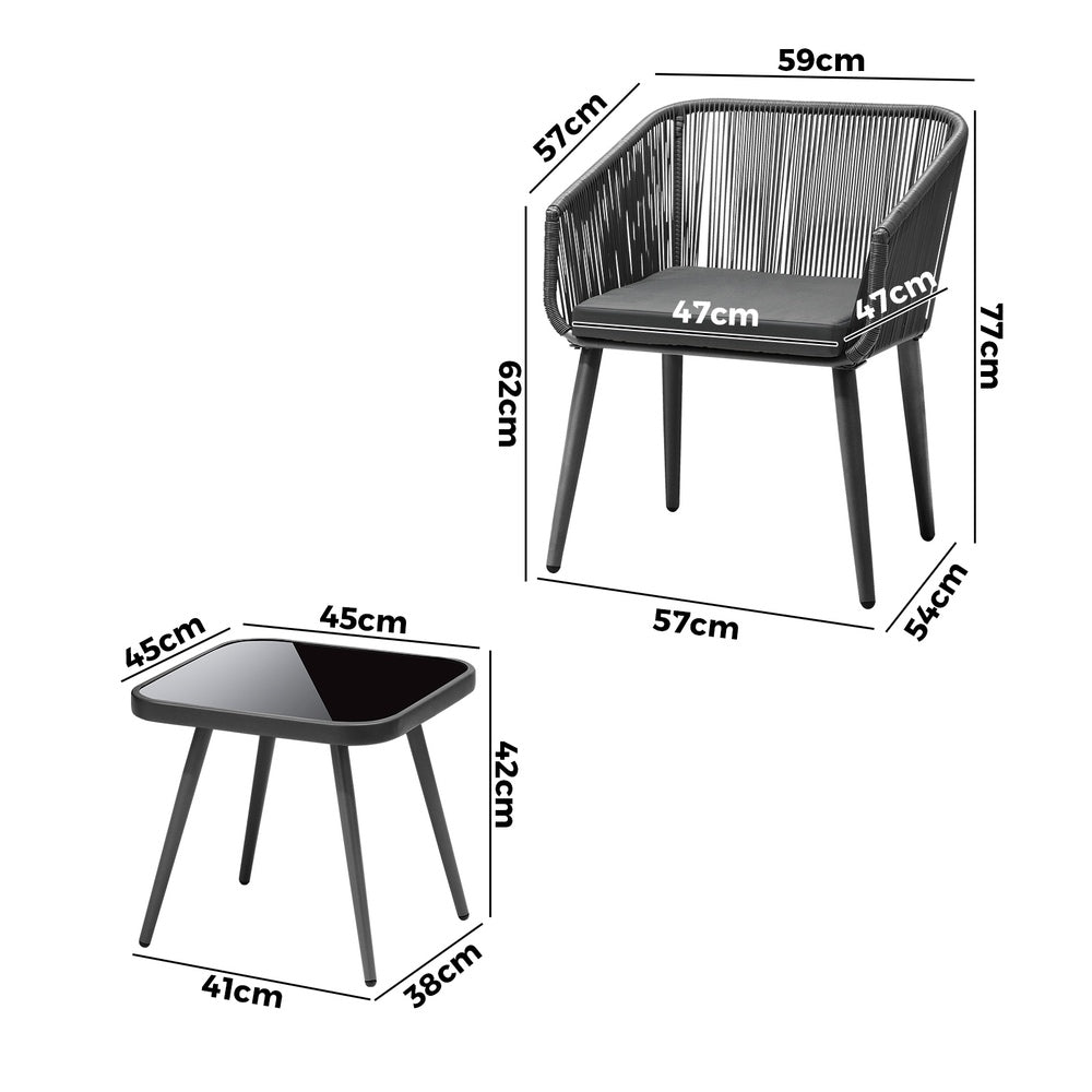 Outdoor Furniture Set with Chairs and Side Table 3pcs - STripleB