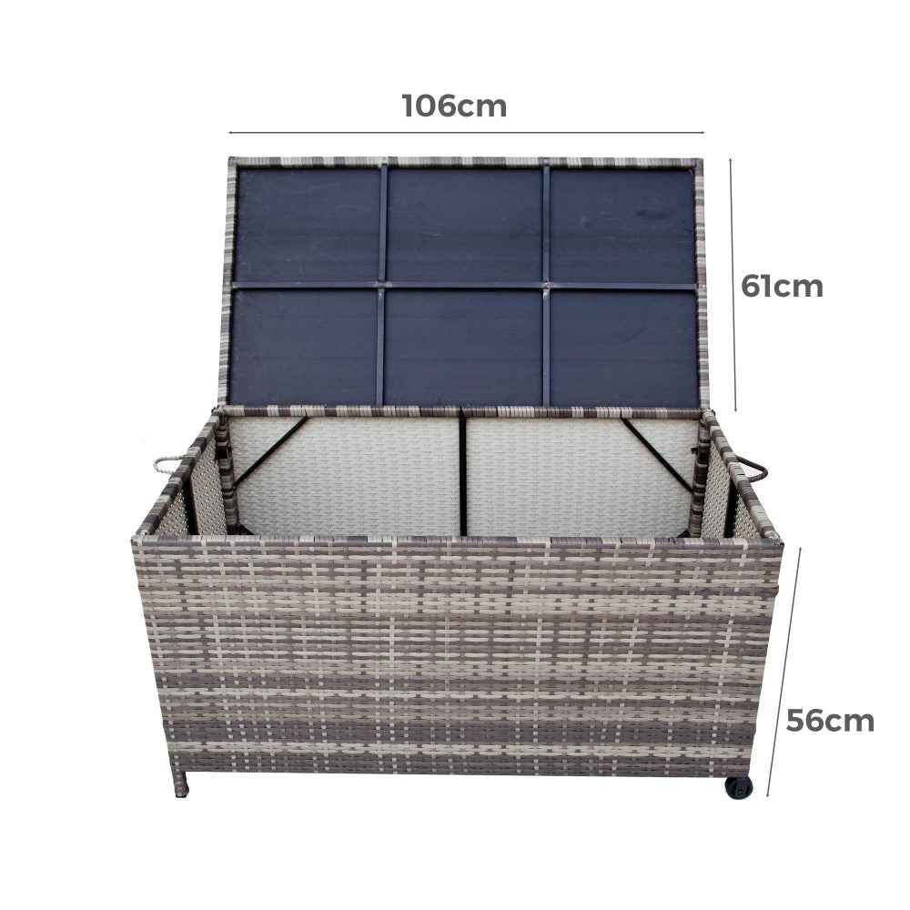 Outdoor PE Wicker Storage Box Garden 320L - Grey - STripleB
