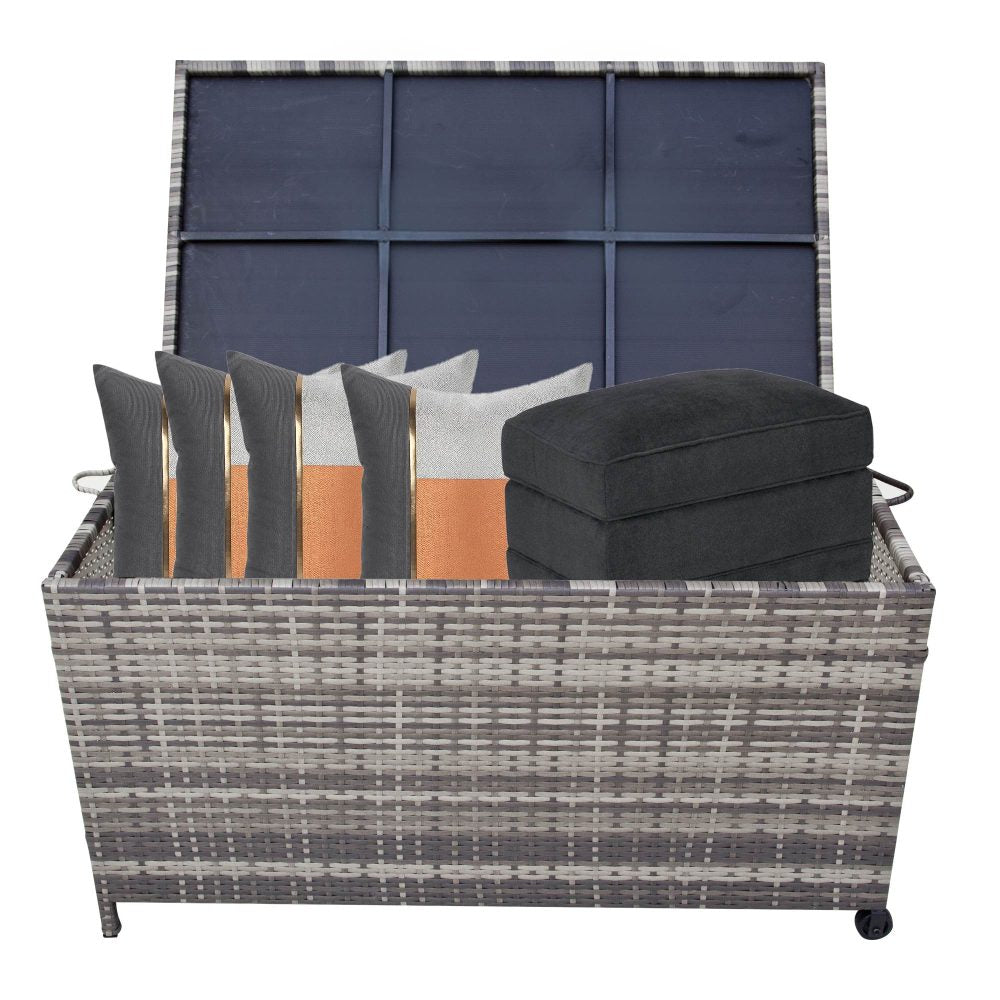 Outdoor PE Wicker Storage Box Garden 320L - Grey - STripleB