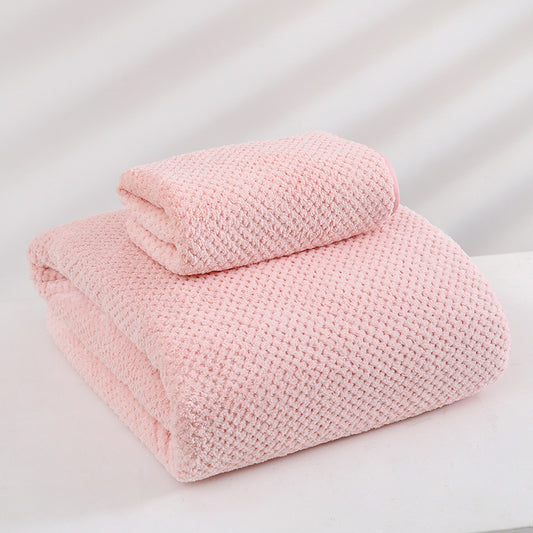 Pink Luxury White Bath Towel and Hand Towel Set - Ultra Soft and Absorbent - STripleB 