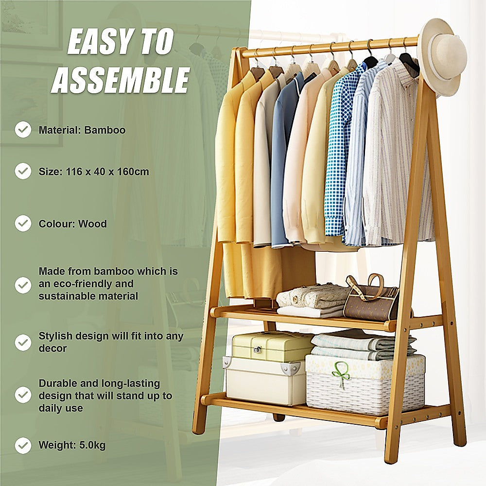 Portable Clothes Rack - Bamboo - STripleB
