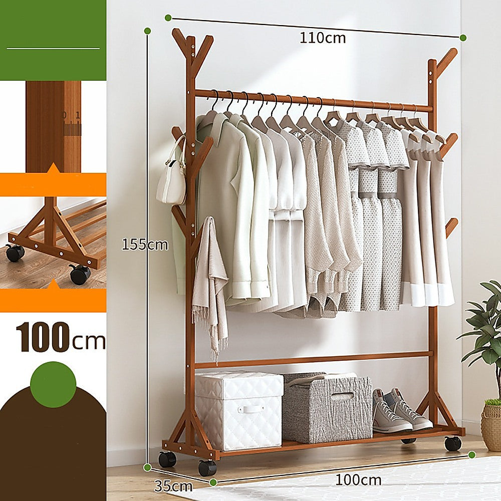 Portable Clothes Rack - Bamboo (Dark Wood) - StripleB