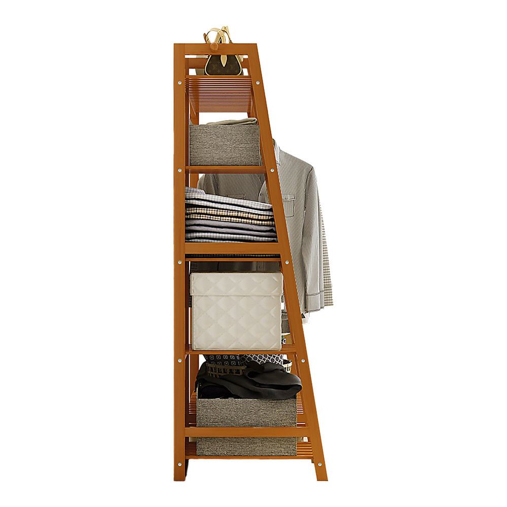 Portable Clothes Rack - Bamboo (Dark Wood) - STripleB