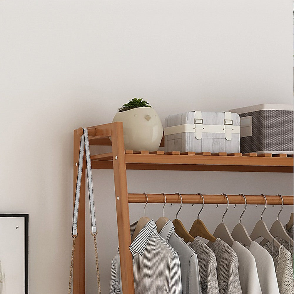 Portable Clothes Rack - Bamboo (Dark Wood) - STripleB