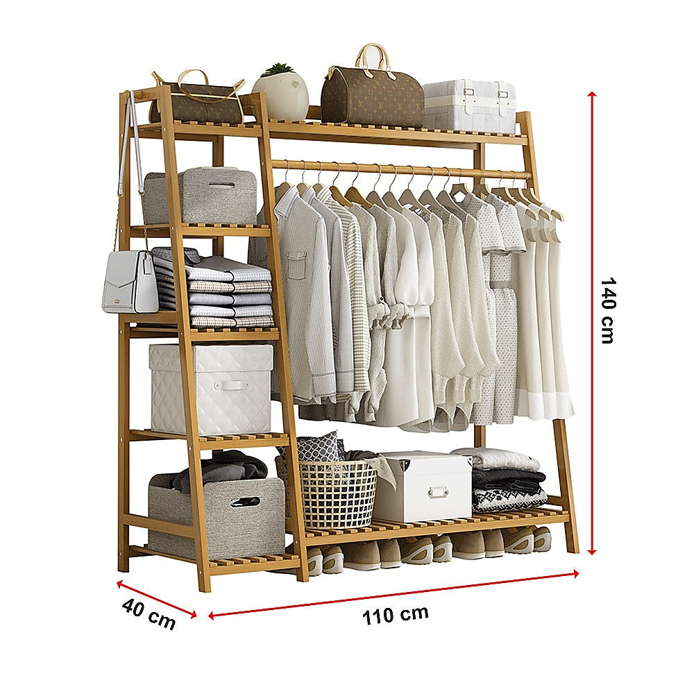 Portable Clothes Rack Coat - Bamboo -dimensions - STripleB