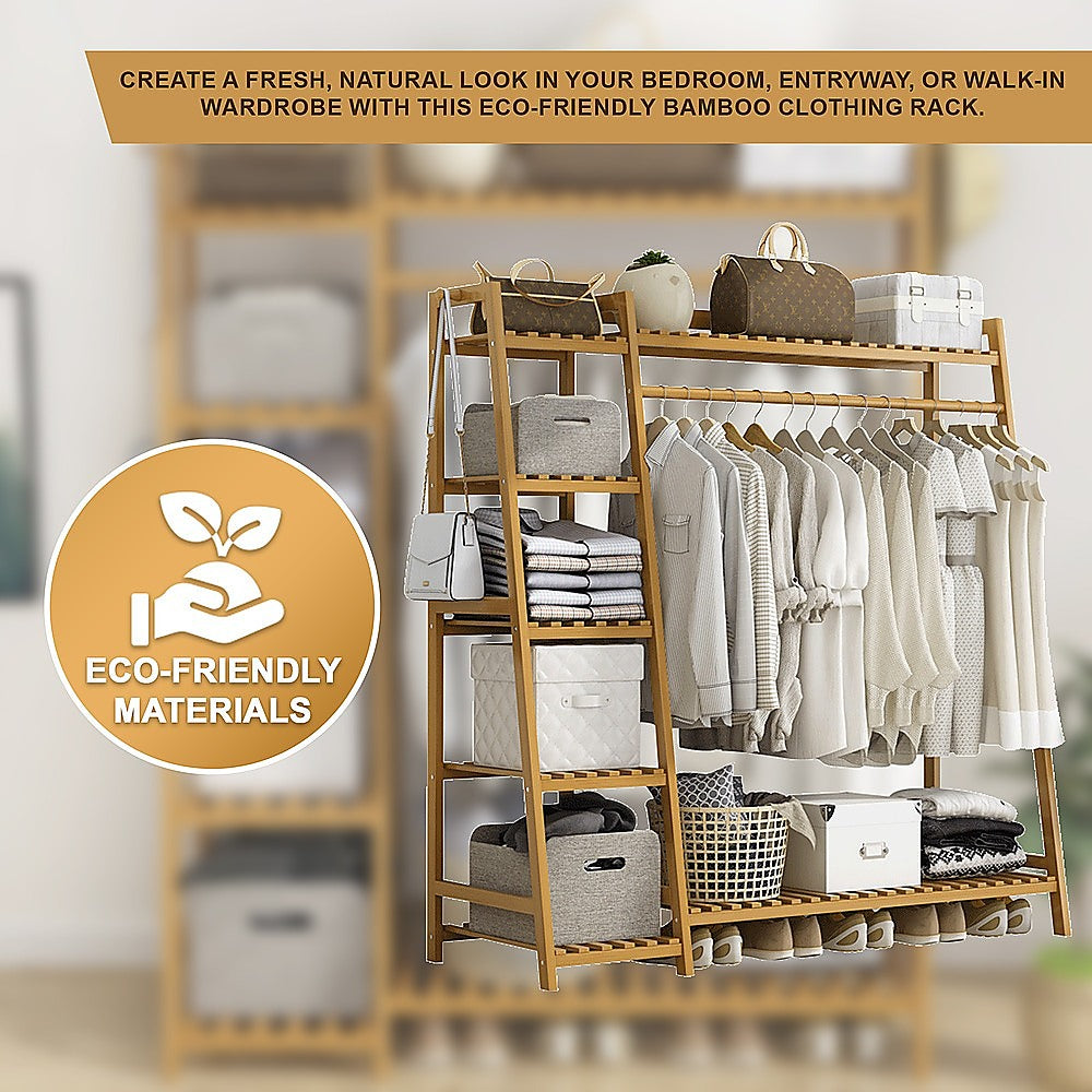 Portable Clothes Rack Coat - Bamboo - STripleB