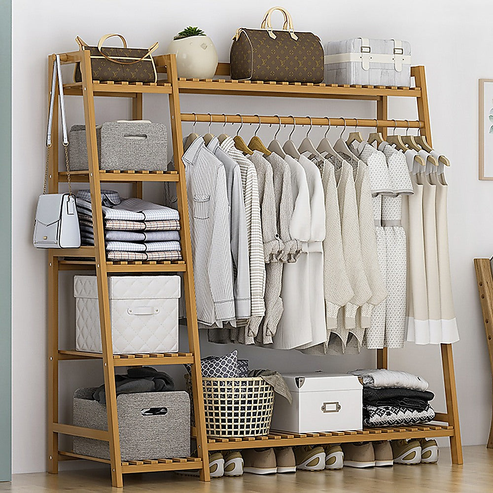 Portable Clothes Rack Coat - Bamboo x STripleB