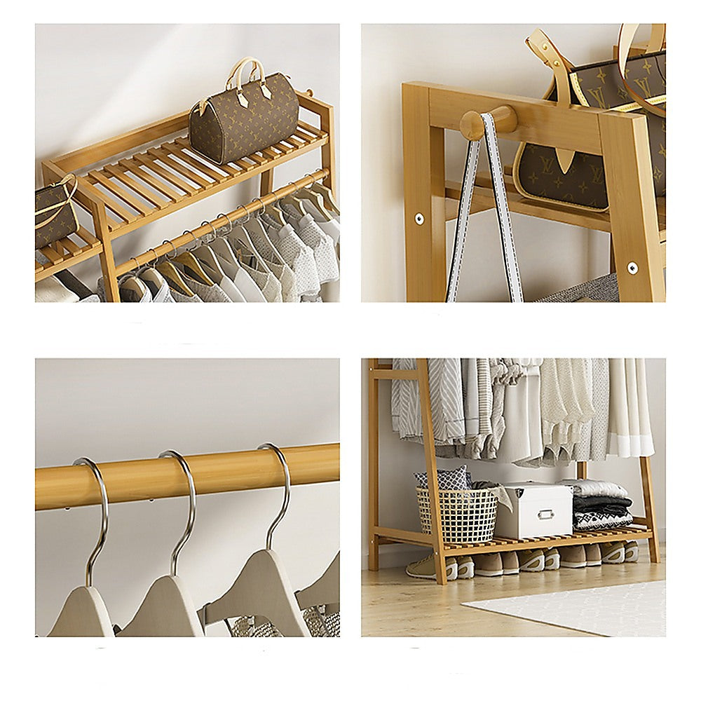 Portable Clothes Rack Coat - Bamboo - STripleB