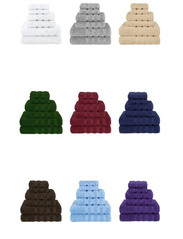 Purple Luxury 6-Piece Combed Cotton Towel Bale Set - Ultra Soft & Absorbent Bath, Hand, Face Towels - STripleB 