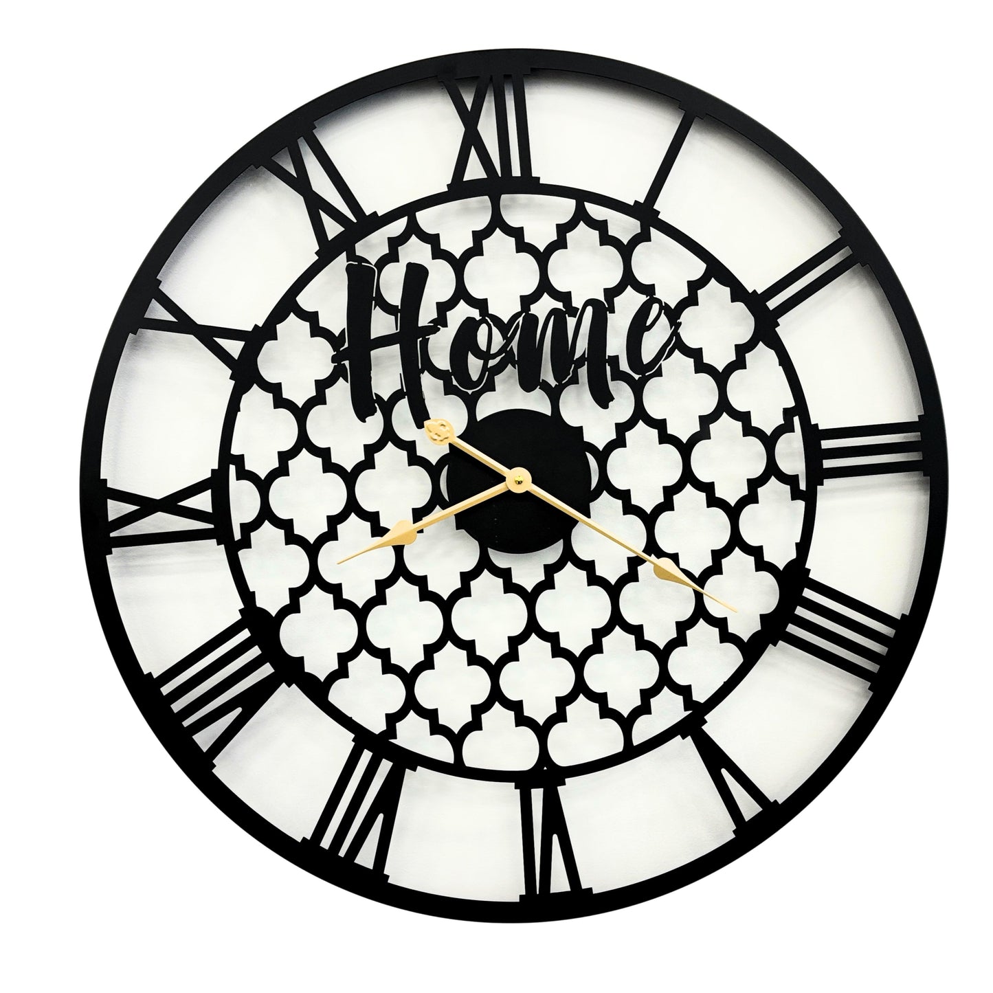 Quatrefoil 80cm Wall Clock - Black - STripleB
