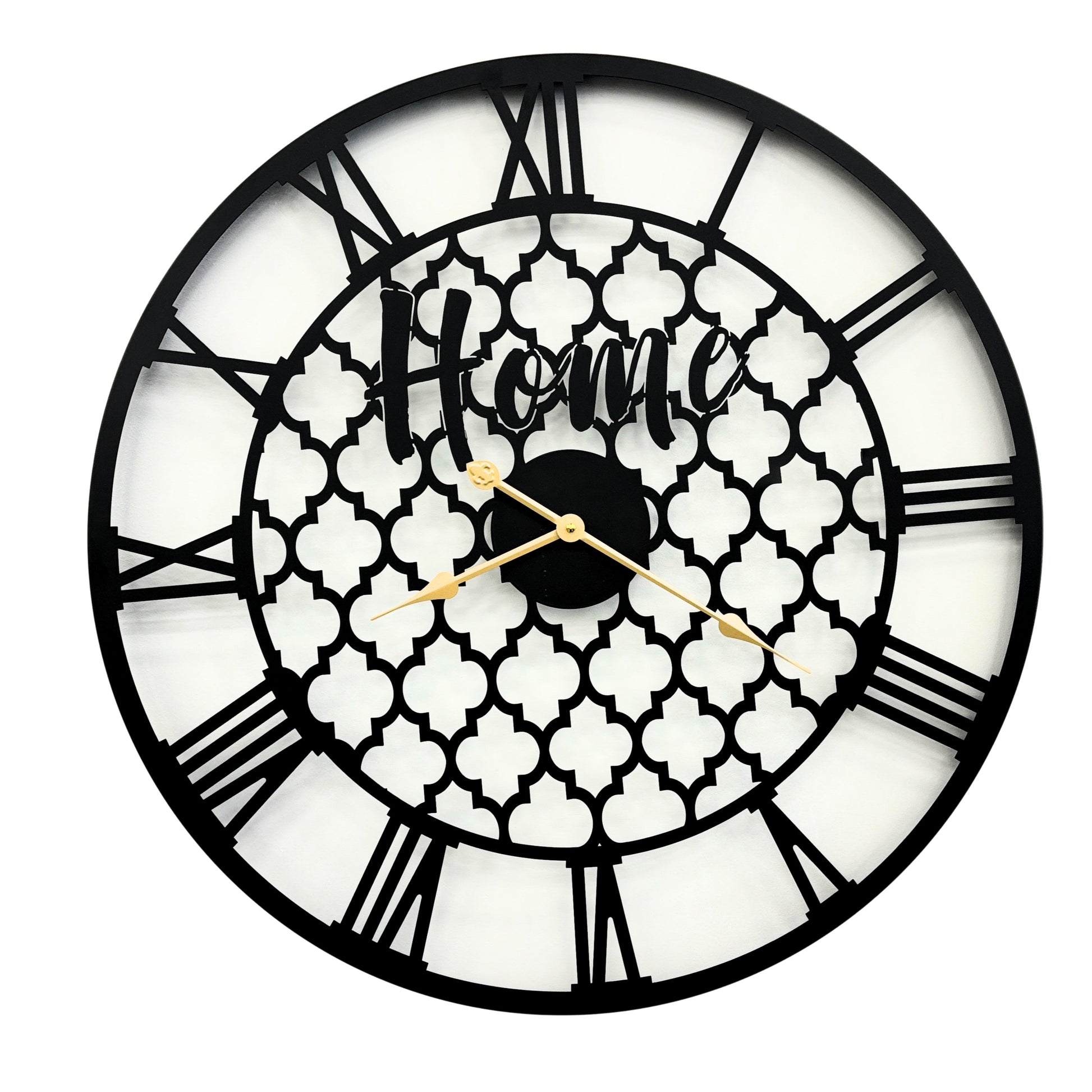 Quatrefoil 80cm Wall Clock - Black - STripleB