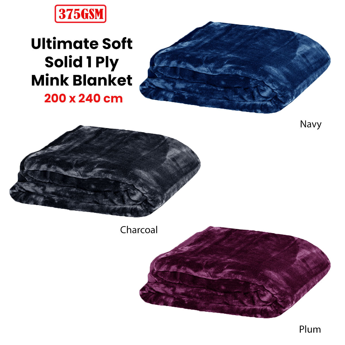 Queen - Faux Mink Blanket - Charcoal - Shades available - STripleB