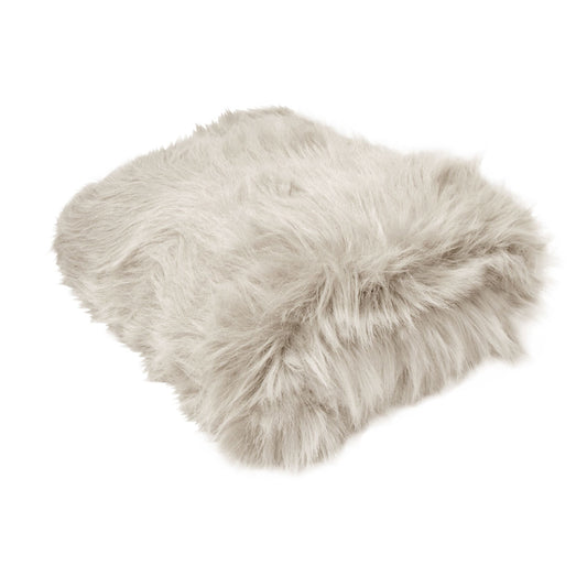 Radisson Angora Oyster Luxury Animal Long Hair Faux Fur Throw Rug - 127 x 152 cm - STripleB