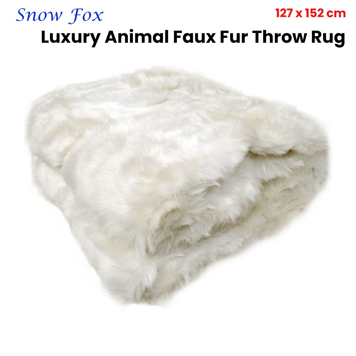 Radisson Snow Fox Luxury Animal Faux Fur Throw Rug 127 x 152 cm - STripleB 