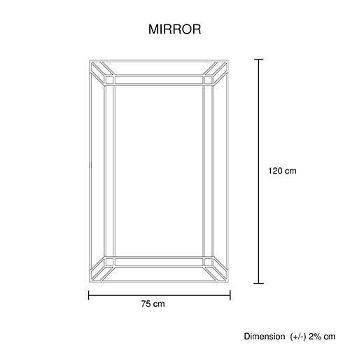 Rectangular Silver Mirror - dimensions - STripleB