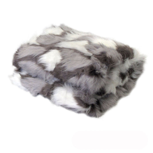 Riley Modern Pattern Faux Fur Throw Rug - 127 x 152 cm - Grey Camouflage - STripleB