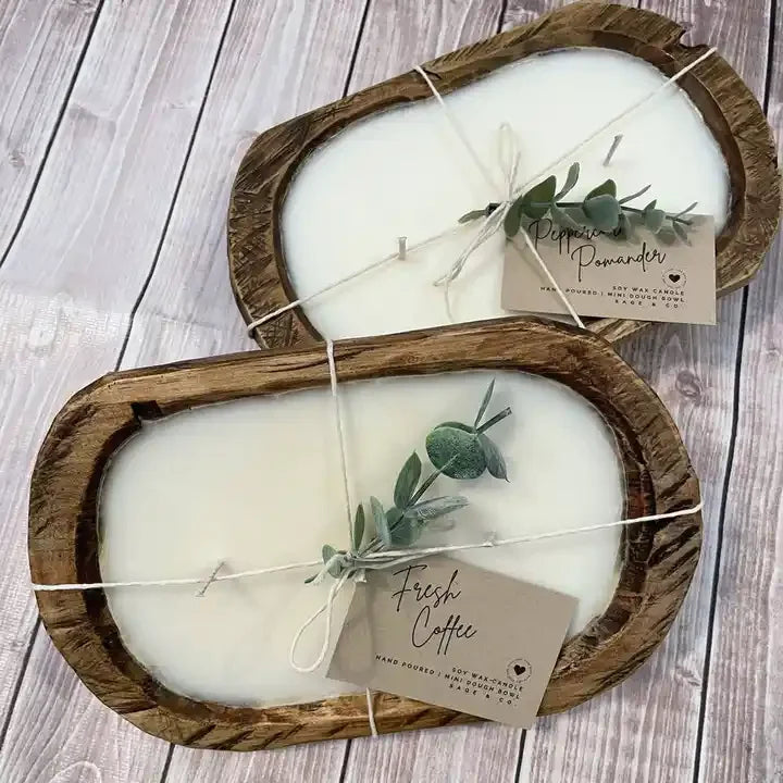 Rustic Farmhouse Wooden Bowl Candle - STripleB