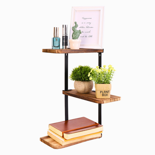 Rustic Industrial Wood Shelf Wall Mount Corner Rack - STripleB