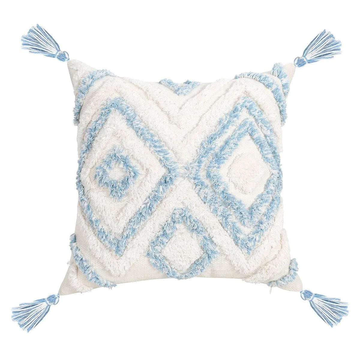 Blue Tufted Cushions - Geometric Pattern, Decorative Pillows - STripleB 