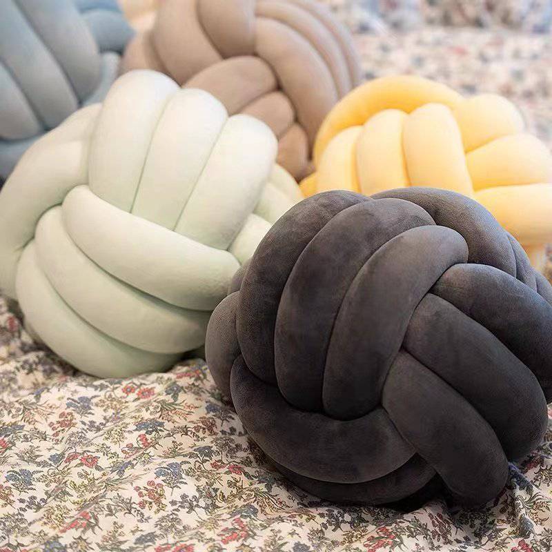 Soft Round Handmade Knotted Ball Sofa Pillow - STripleB 