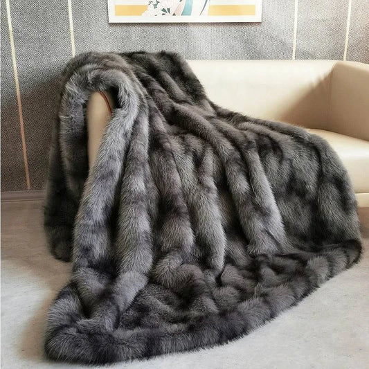 Ultra Soft Faux Fur Blanket - Double Layer Plush Throw for Sofa or Bed - STripleB 