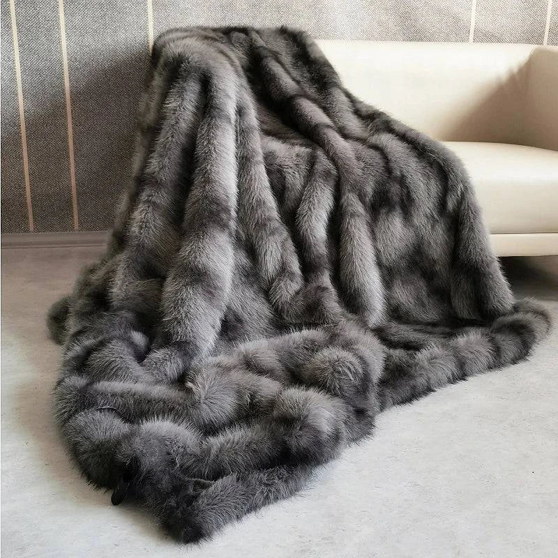 Ultra Soft Faux Fur Blanket - Double Layer Plush Throw for Sofa or Bed - STripleB 