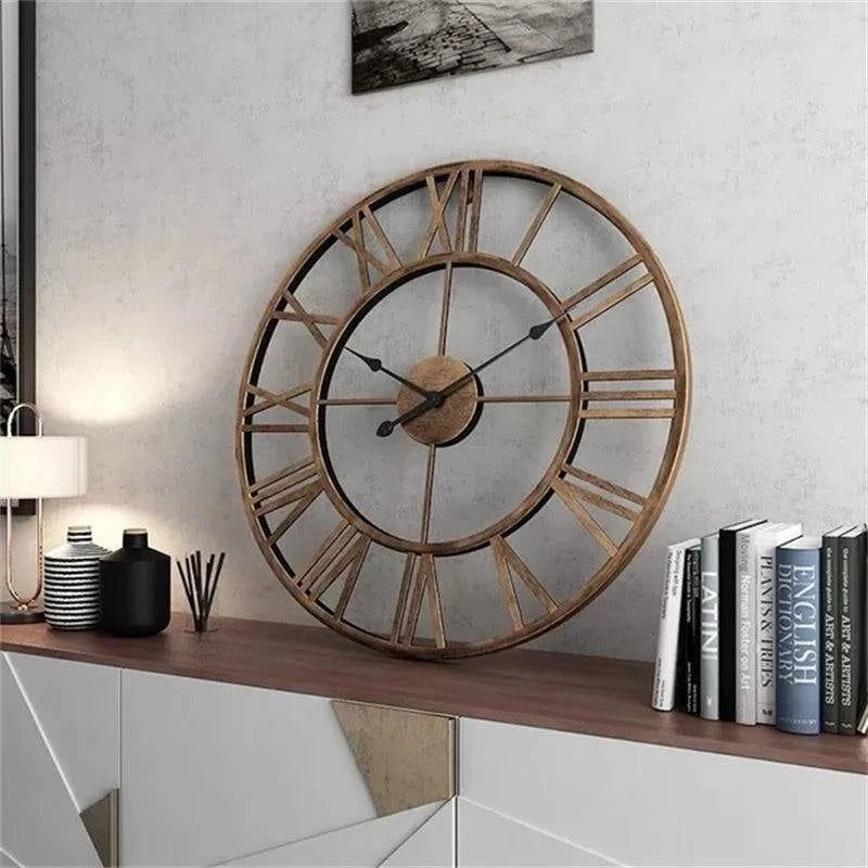 Wall Clocks - Roman Numerals Retro Round Metal Iron - STripleB 