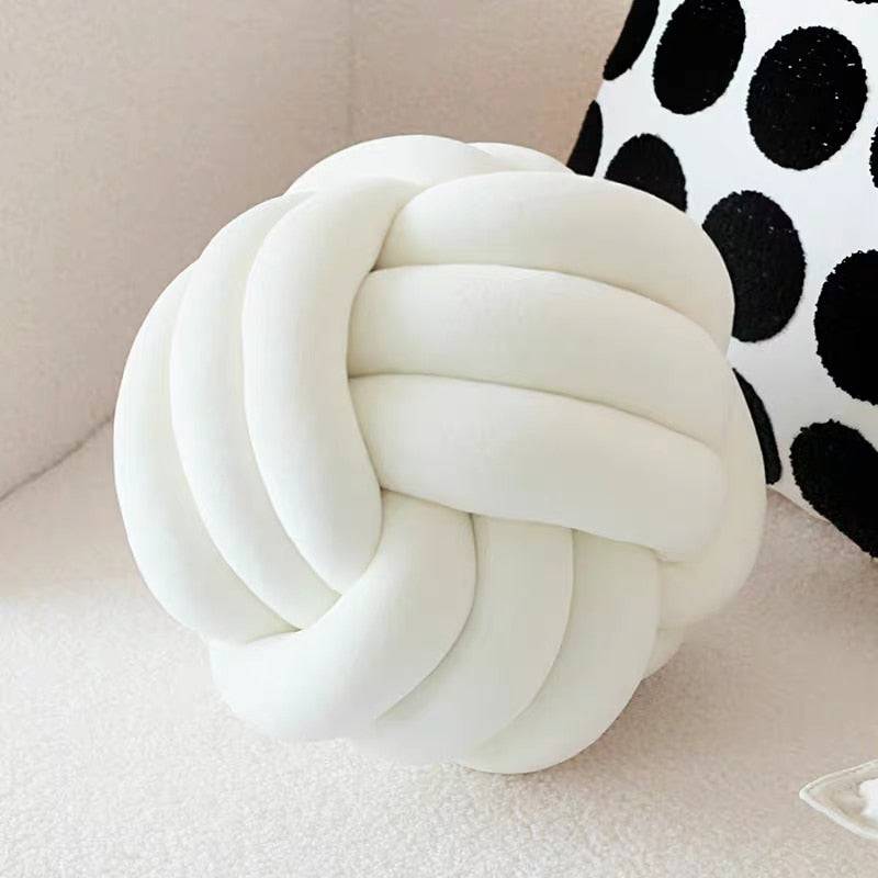 Soft Round Handmade Knotted Ball Sofa Pillow - STripleB 